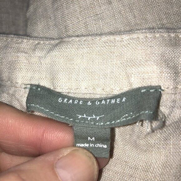 Grade & Gather Ruffle Sleeves 100% Linen Romper Button Up Top Medium - Picture 9 of 10